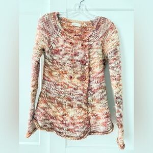 Anthropologie Sleeping on Snow wool sweater/cardigan multicolor chunky knit sz S